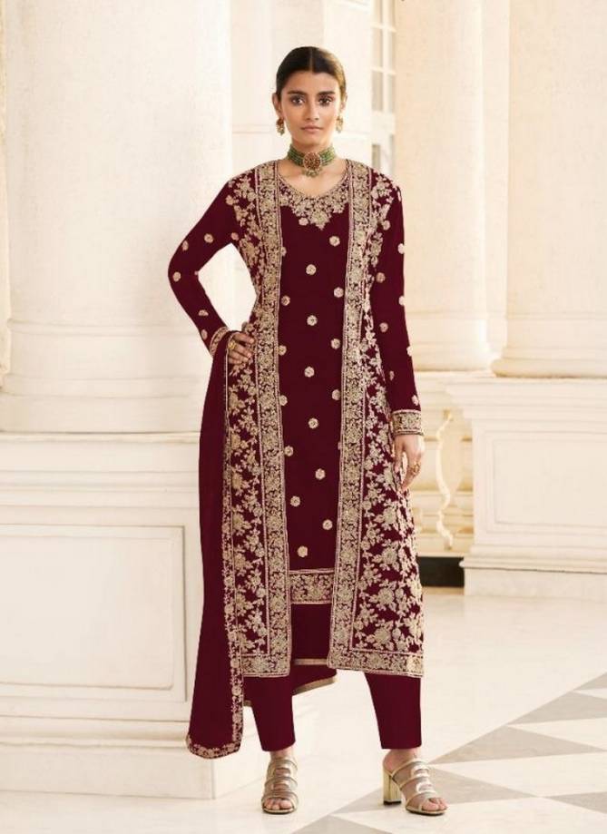 AASHIRWAD JACKET Fancy Latest Designer Real Georgette Jacket Front Back Embroidery Work Salwar Suit Collection
